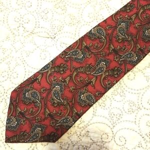 Givenchy Monsieur 100% silk tie red paisley. Made in  USA